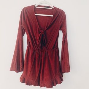 Red Velvet Long Sleeve Romper size S